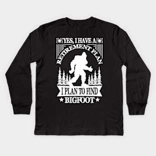 Bigfoot Sasquatch Retirement Kids Long Sleeve T-Shirt